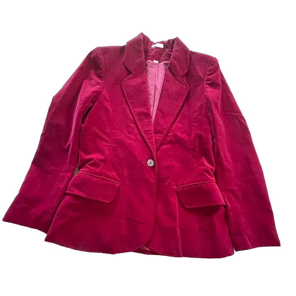 VTG‎ Mulberry Street Rasberry Red Velvet Feel Blazer Size Small/X-small